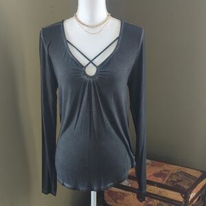 White Crow Black Cut Out Fitted Blouse